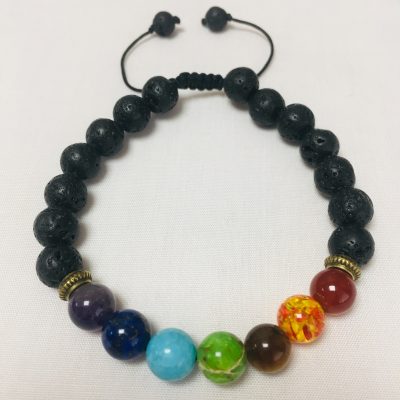 Lava Stone and Crystal Bracelet