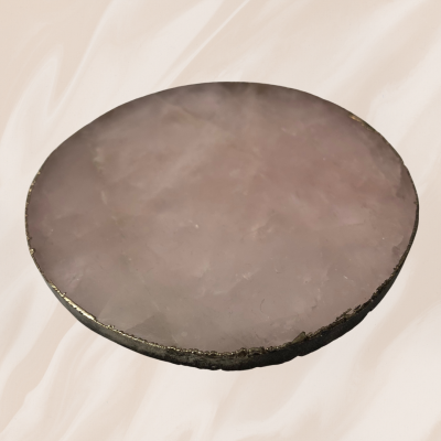 Rose Quartz Coaster (Silver Round)